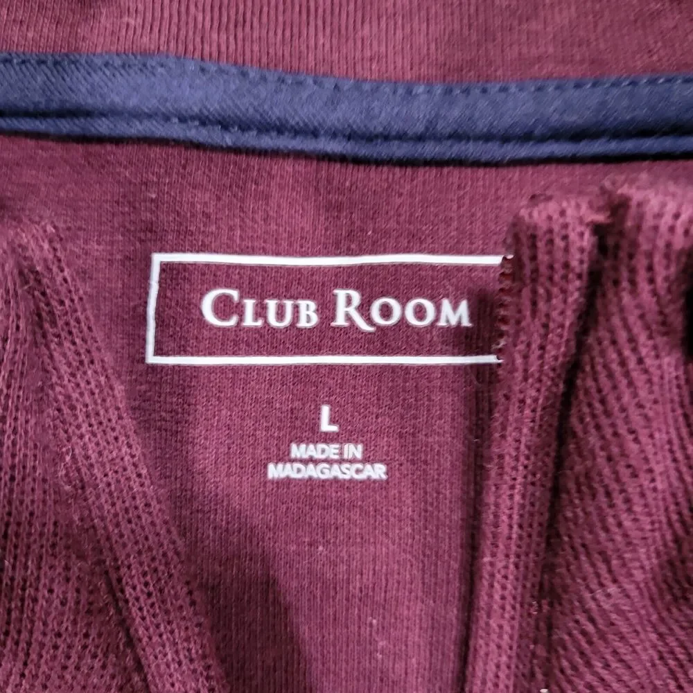 Club Room Mens Large Maroon 1/4 Zip French Rib Long Sleeve‎ Pullover Sweater